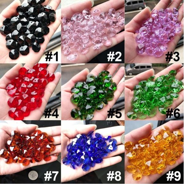 

new 9 colors 100pc crystal ab glass lamp prism chandelier chain part diy octagon bead ornament 14mm