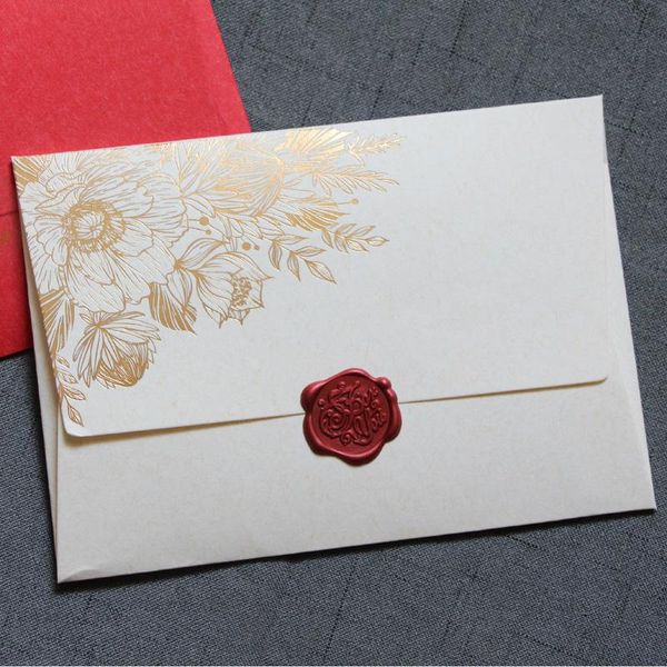 

gift wrap 40pcs/lot european style bronzing envelopes wedding invitation envelope 125mmx175mm drop
