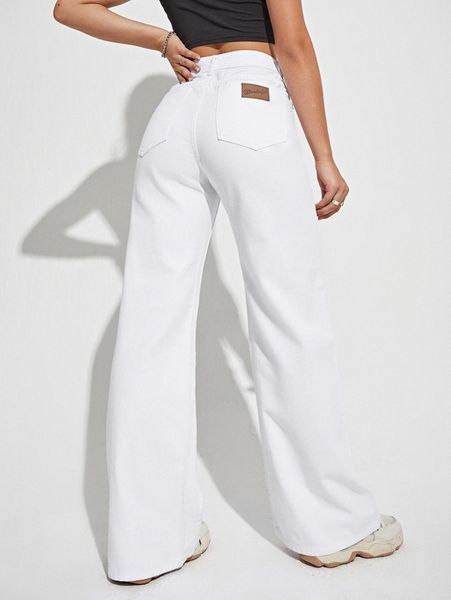 

high waist patched detail wide leg pants b6vy#, Blue