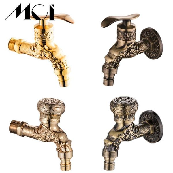 

carved wall mount bibcock retro zinc alloy tap decorative outdoor garden tap washing machine mop faucet bathroom accessories mci