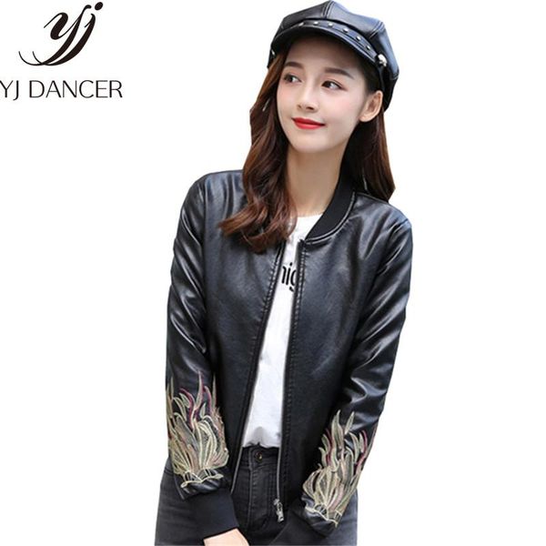 

women's jackets 2021 long sleeve female spring autumn warm coat slim casual standing collar europe america leather clothing yzh458, Black;brown