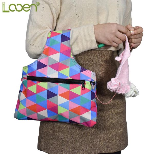 

new knitting handbag yarn storage organizer for colorful eco-friendly waterproof storage bag for yarn sewing accessories, Black