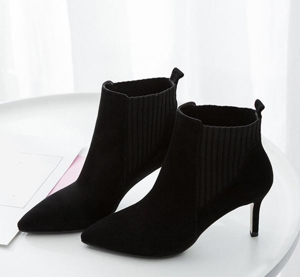 

boots spring winter vintage women's mesh ankle bare pointed heel casual short tube booties latest breathable women boot#g, Black