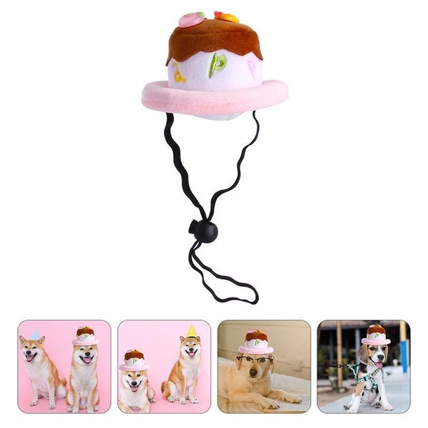 

dog apparel 1pc cake shape pet hat birthday party adorable plush cat cap headgear