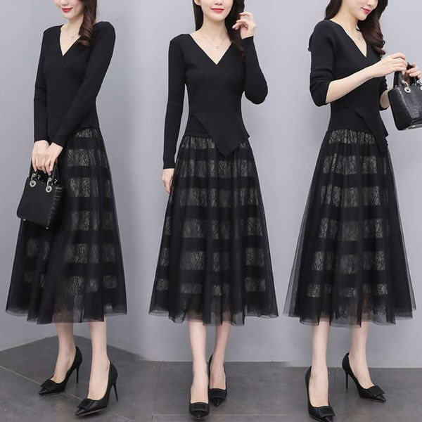 

hepburn style little black women's spring and autumn dress, Black;gray