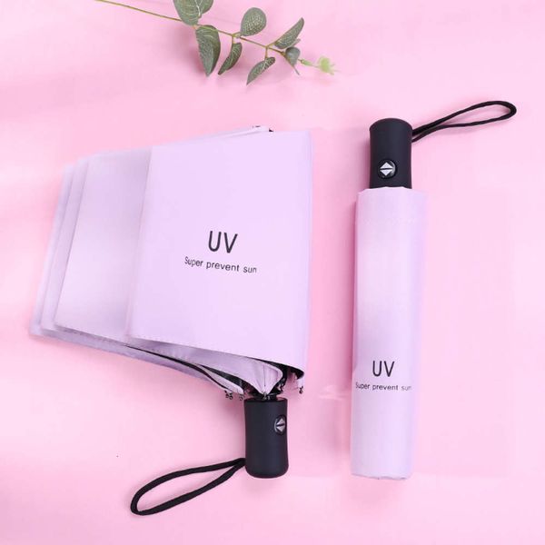 

uv full automatic umbrella black glue sun protection and rain dual purpose three fold folding print advertising