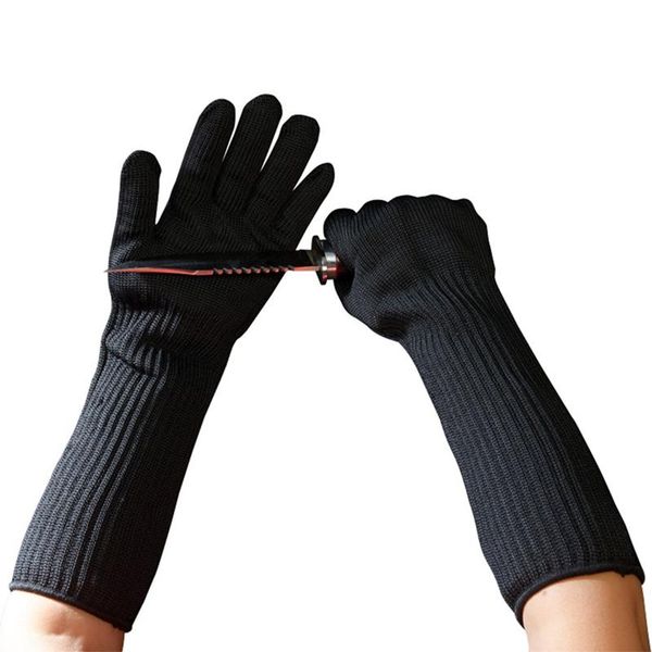 

1 pair long sleeve anti-cutting steel glove for protective hand, Black;gray