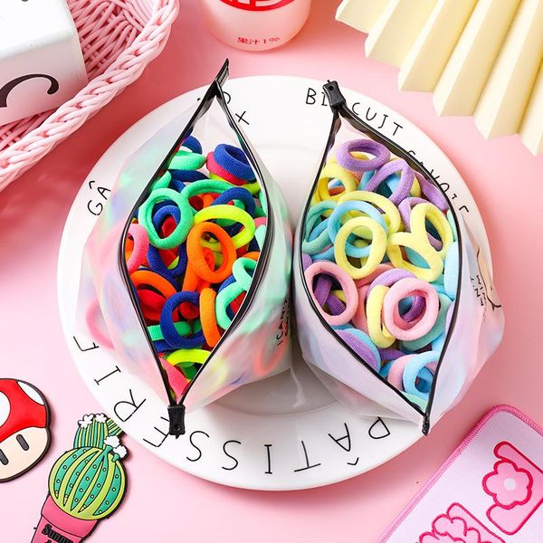 

hair accessories 50 / 100pcs set high elasticity seamless seam girl nylon small elastic headband children ponytail, Slivery;white