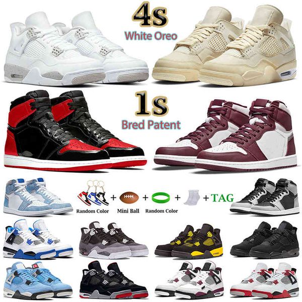 

4s men women basketball shoes 1s panda royal pine green white oreo unc patent black toe cat bred banned motorsports smoke grey trainers