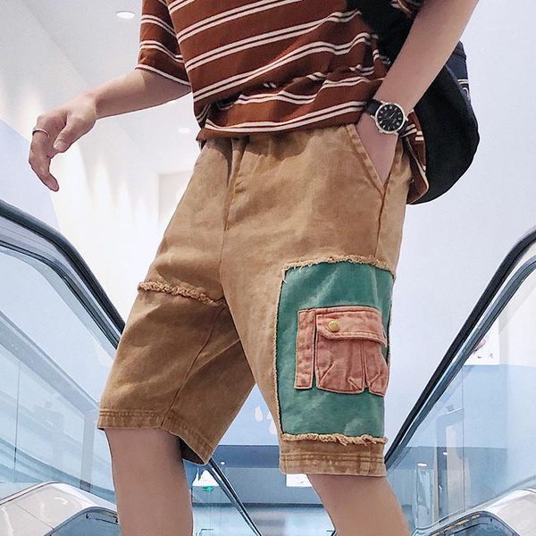 

fashion summer shorts men nice jeans cotton casual hip hop multi-pockets denim hommes men's, White;black