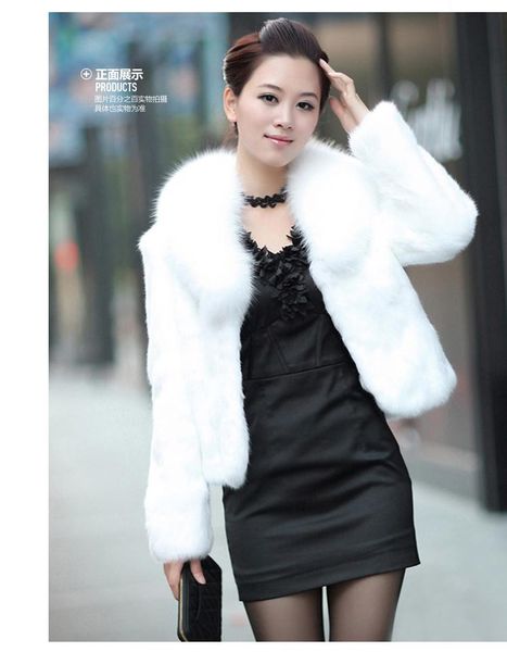 

women's fur & faux coat imitation short style coats jackets for women trim, Black