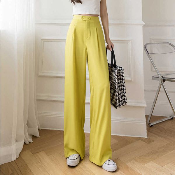 

simple drop feeling ice silk suit pants 2021 summer loose leisure wide leg thin straight, Black;white