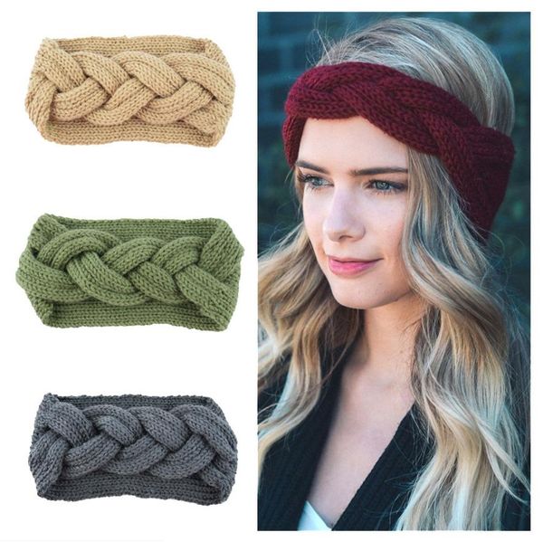 

baby girl knitted headbands warm crochet elastic hair band wide handmade turban headwear winter ear warmer hair accessories 9 designs at4891, Slivery;white