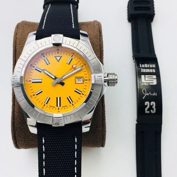 

2021 new gb factory avenger 45mm 2836 imported nylon canvas with cambered sapphire gmt four-pin strong, Slivery;brown