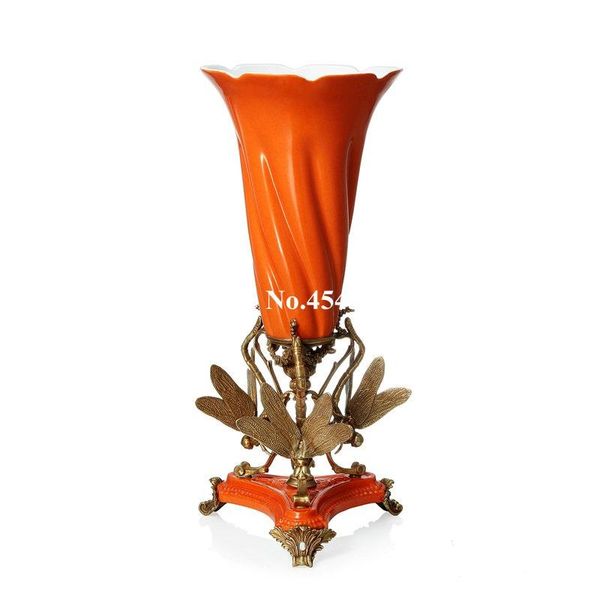 

vases european home ceramic vase living room decoration creative flower insert orange glaze