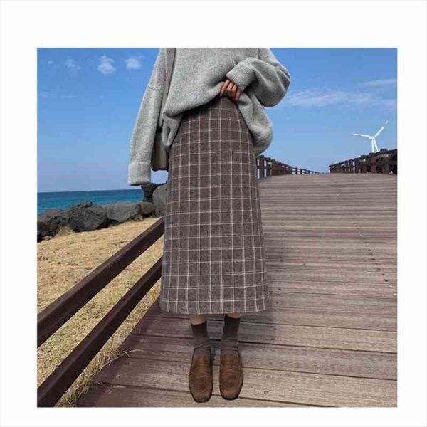 

large size high elastic waist long skirt women autumn and winter plaid a-line pleated skirts womens m-4xl, Black