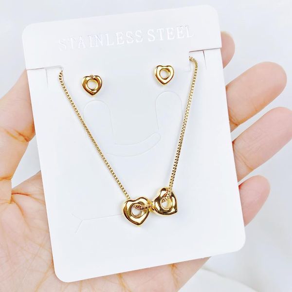 

earrings & necklace gold stainless steel heart women aesthetic chokers for wholesale fashion jewelry., Silver