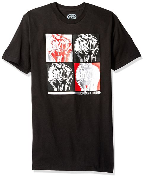 

men's double down short sleeve printed t-shirt, black,, White;black