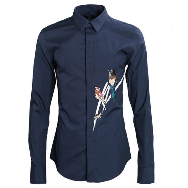 

2021 new designer embroidery high end long-sleeved cotton men brand spring fashion shirts mens casual shirt male camisa cq82, White;black