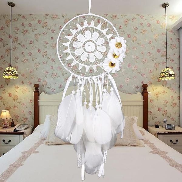 

decorative objects & figurines feather dreamcatcher handmade flower wind chimes wall ornament room decor