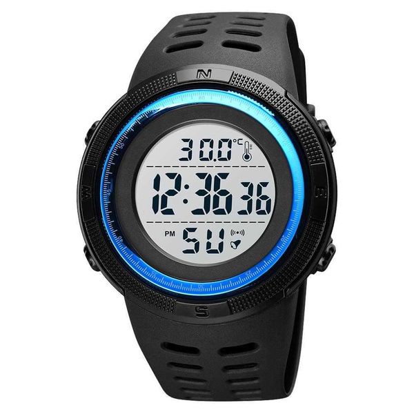 

skmei body temperature men's watch electronic 5bar waterproof long battery life alarm clock led healthy male sport reloj 210728, Slivery;brown