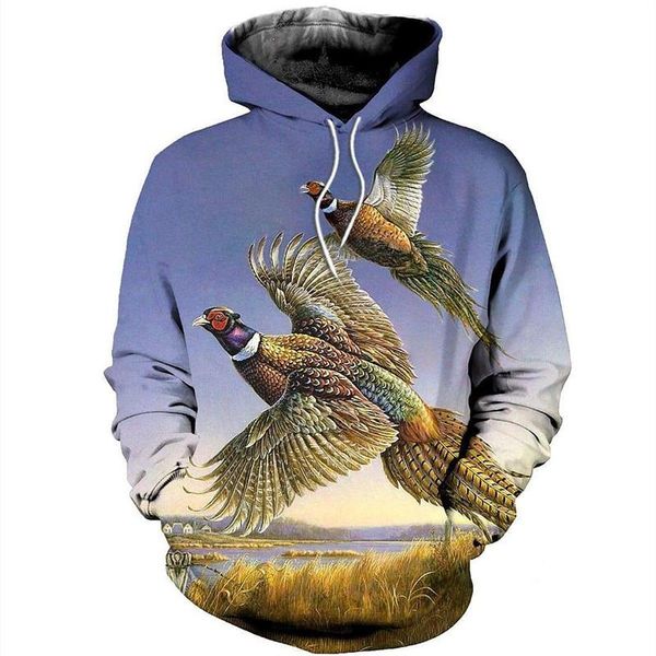 

men's hoodies & sweatshirts fashionable casual clothing 3d printing pheasant pattern harajuku comfortable zipper hoodie sweatshirt/ho, Black