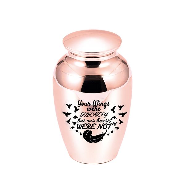 

70x45mm feather cremation urn for human ashes pendant keepsake small ashes container commemoration-your wings were ready but our hearts were, Silver