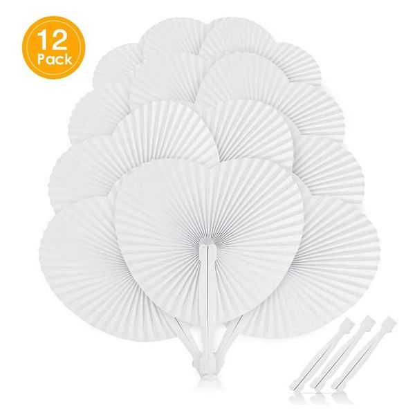 

12 wedding accessories white love empty paper fan heart-shaped round paper fan foldable wedding