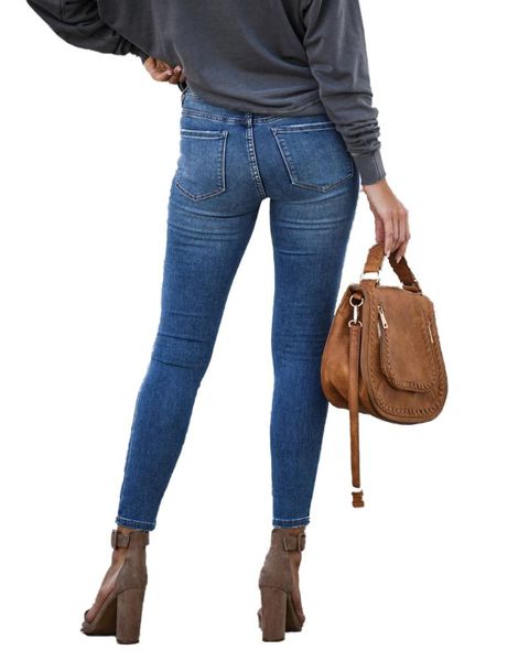 

women's jeans spring black and blue women skinny fashion casual slim elastic denim pencil pants ankle-length quality
