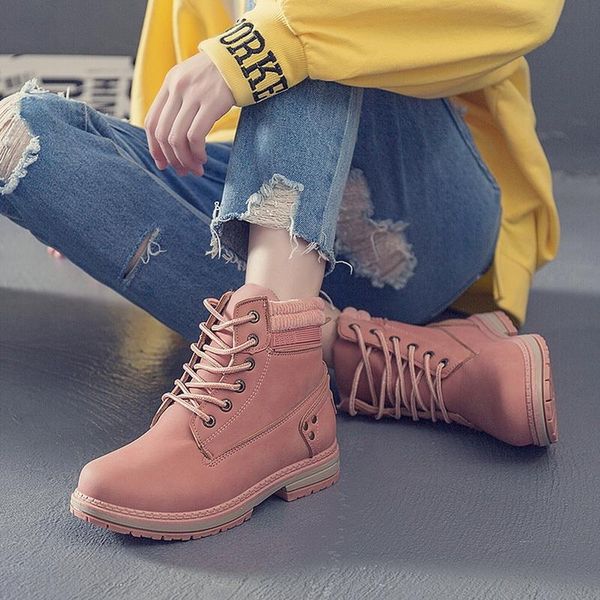 

boots voguelitthing round toe ankle for women shoes lace up female warm fur plush insole classic style chaussures femme, Black