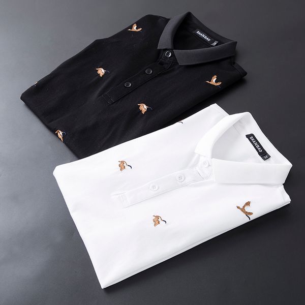 

quality great polos 2021 new eu polo shirts men short sleeve wild goose embroidery breathable shirt 5xl 9206 8we2, White;black