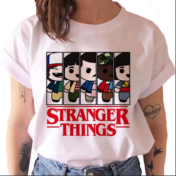 

stranger things 3 printed summer short sleeve t shirts plus size female tshirts streetwear harajuku women tee, White