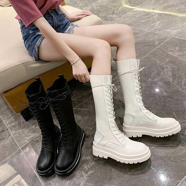 

boots women's long no more than knee high fall and winter 2021 cylinder knight net red elastic, Black