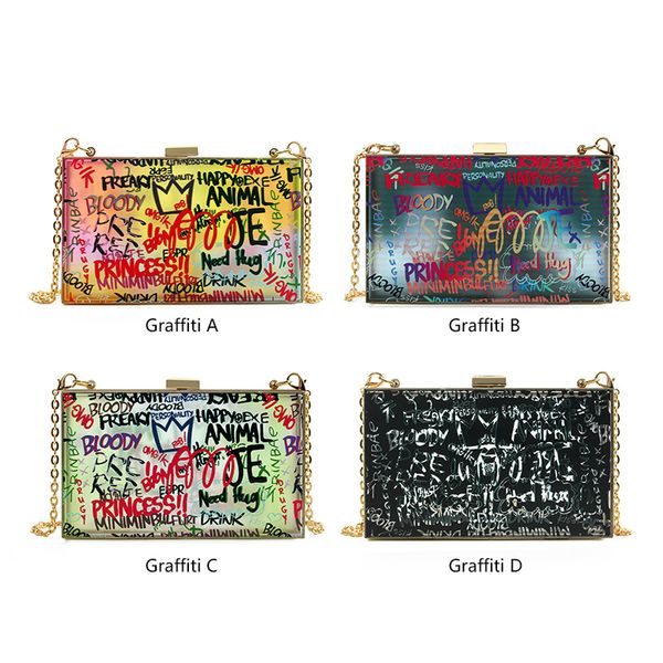 

2021 new arrivals clear jelly acrylic evening bag clutch purses handbags women crossbody bag graffiti