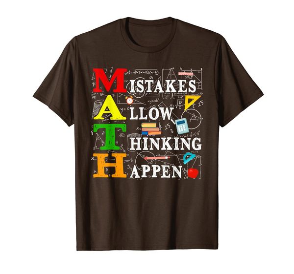

math mistakes allow thinking to happen cool math teacher t-shirt, White;black