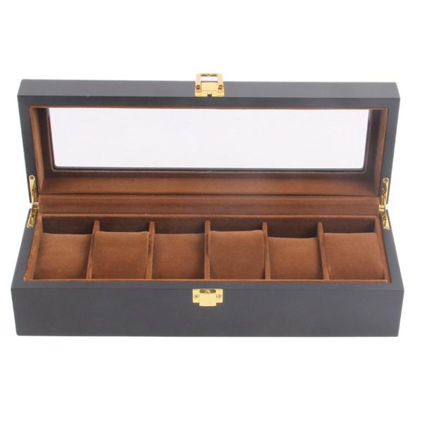

watch boxes & cases coffee color lining wooden display case, glass ed case jewelry organizerr, Black;blue