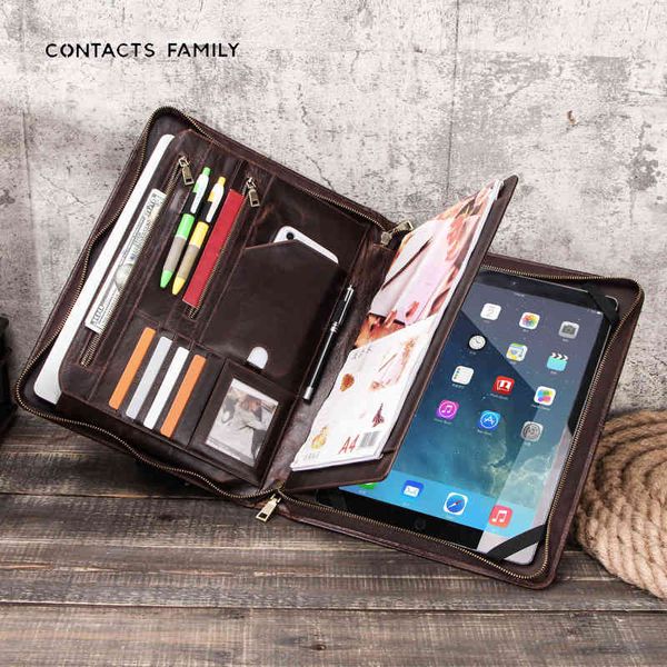 

contacts crazy horse leather is suitable for 13.3-inch apple computer can hold a4 paper and 12.9-inch ipad protective case, Red;blue