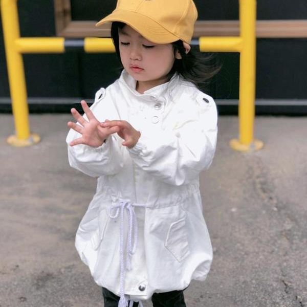 

autumn spring girls windbreaker jackets children's slim waist fashion coats kids girls army green white jackets, Blue;gray