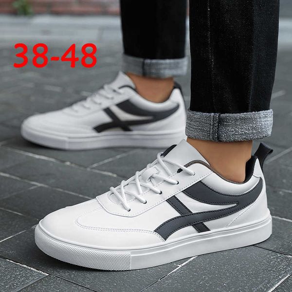 

large men's sho 47 48 fashion lace up leather white casual student board