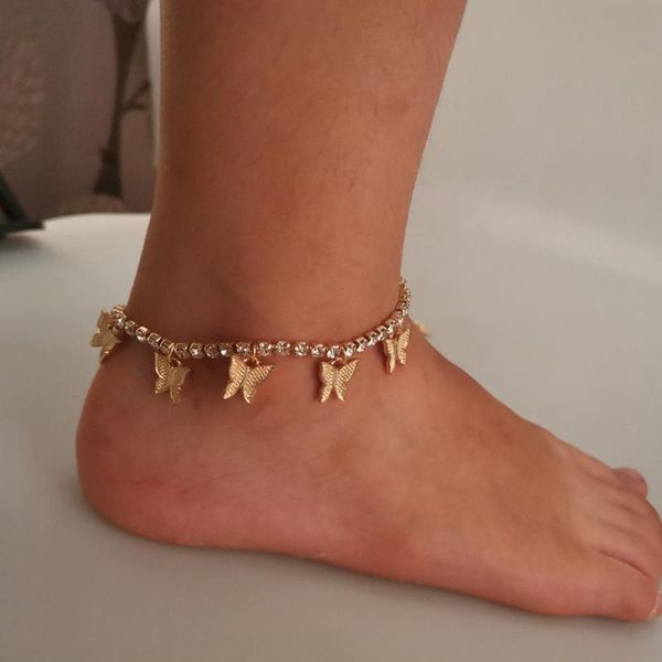 

anklets foot jewelry butterfly anklet leg bracelet for women vintage cz chain delicate beach accessories bff femme, Red;blue