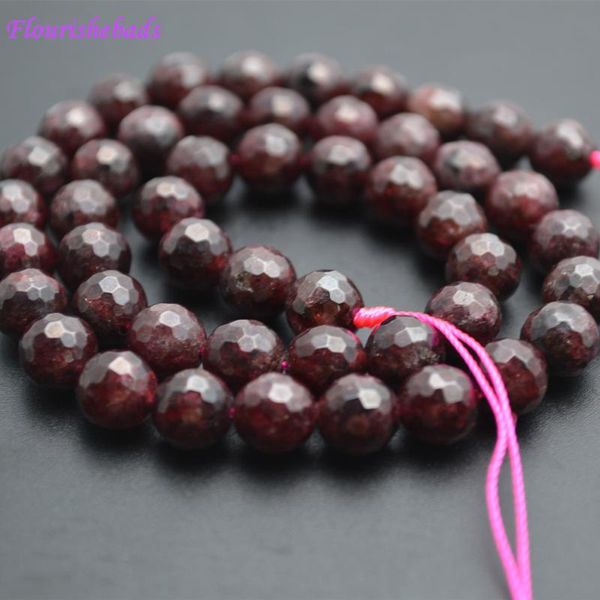 

loose gemstones 6mm 8mm faceted natural garnet stone round beads, Black