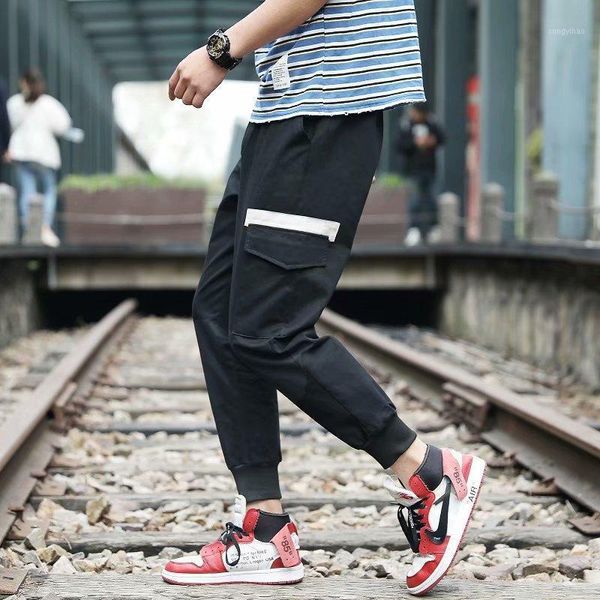 

men pants 2021 man patchwork overalls joggers designer harem hip hop men's, Black