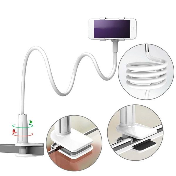 

cell phone mounts & holders 1 pc universal flexible long arm gooseneck clip on stand holder grip bracket mount clamp bed desktop