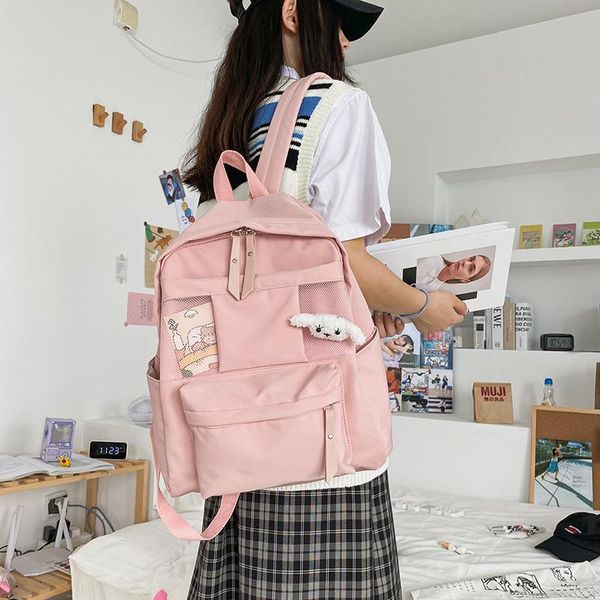 

backpack campus small fresh sense of vintage versatile sweet lovely girl schoolbag literary simple pure color