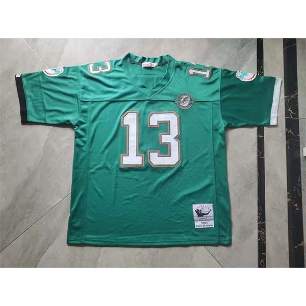 

001rare football jersey men youth women vintage dan marino 1990 jerseys size s-5xl custom any name or number, Black