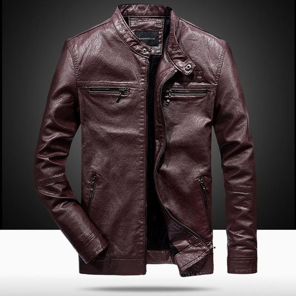 

men's fur & faux 2021 stylish motorcycle jacket leather men, Black