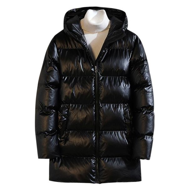

men's down & parkas telotuny winter warm hoodie solid jacket medium length casual loose long sleeve thickened cotton padded coat, Black