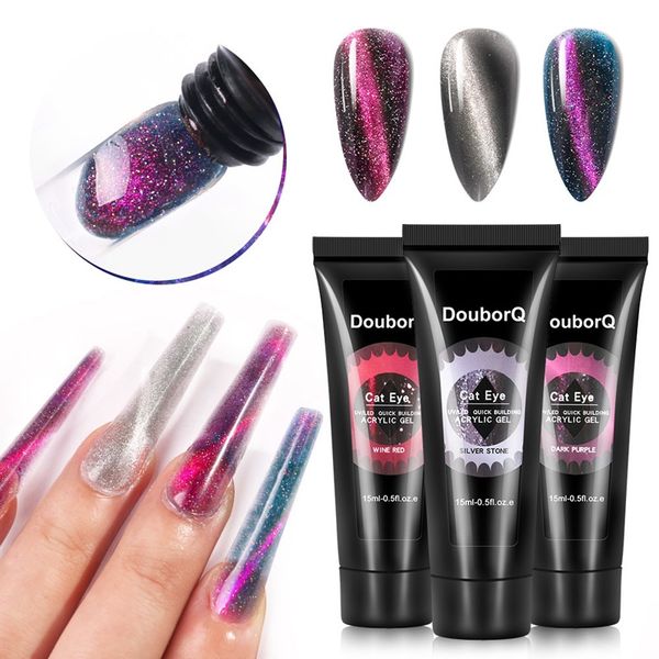 

nail extension acrylic gel finger 15ml extend soak off uv gels polish clear pink glitter quick building varnish nails art 1184, Red;pink