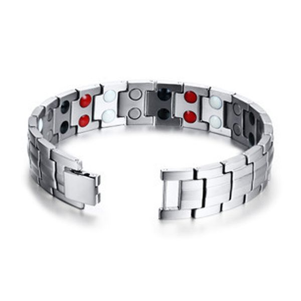 

stainless steel magnetic therapy bracelet double row pain relief bangle can csv
