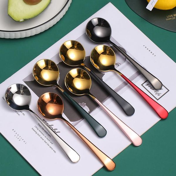 

spoons colorful soup spoon 304 stainless steel dinner with long handle dessert for kitchen tableware coffee scoop